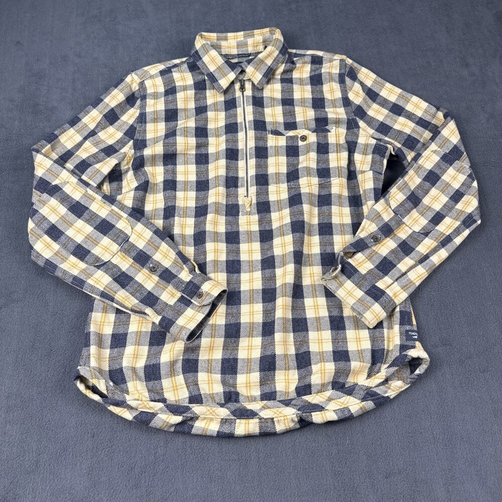 Toad & Co 1/4 Zip Plaid Flannel Women's Long Sleeve Shirt Small Toad and Co